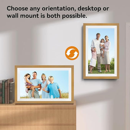 15.6 Inch Smart Digital Picture Frame with Wi-Fi 6, 32GB Storage, IPS Touch Screen, Auto-Rotation, Music Sync, Weather & Clock - Ideal Gift for Families