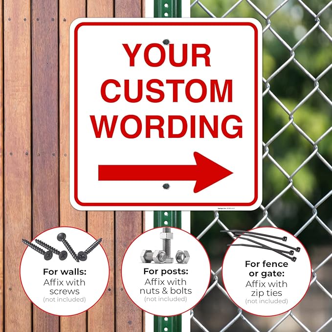 Custom Square Left or Right Arrow Sign, Personalize for Office, Business, Workplace, office, Home, Airbnb, Delivery Signs, 24x24 Inches Yellow, Rust Free .063 Aluminum, Fade Resistant, Made in USA