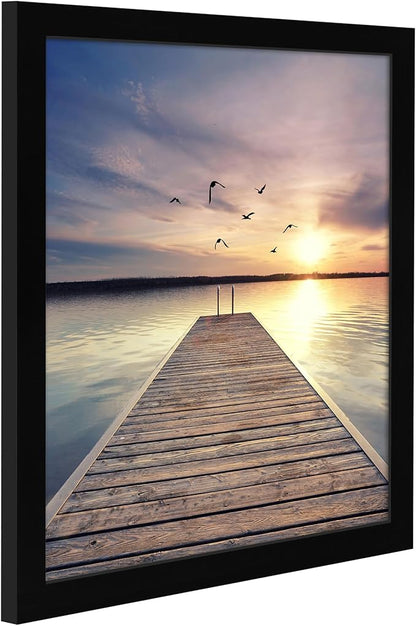 Americanflat 13x14 Picture Frame with Shatter-Resistant Glass - Signature Collection - Gallery-Style Frames Made of Engineered Wood - Photo Frame for Wall Display - Black