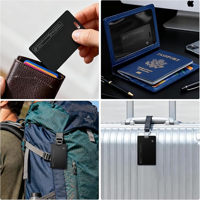 Wallet Tracker Card Air-Tag - for Android & iOS, Work with Google Find Hub & Apple Find My, 0.07in Slim Tracking Card, IP68 Waterproof Bluetooth Smart Item Locator for Luggage, Gifts for Men Women