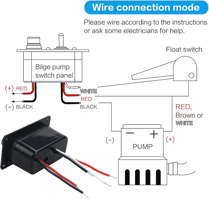 12V Bilge Pump Control Switch Panel 3 Way Manual/Off/Auto with LED Indicator 5A Fuse for Yacht Camper Truck Marine Boat