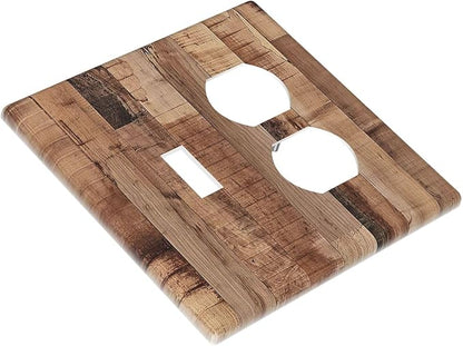 Wallplates Rustic Brown Wood Grain 1 Toggle 1 Duplex Switch Plate Electrical GFCI Faceplate Decorative Light Switch Covers for Farmhouse Kitchen Decor
