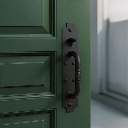 Renovators Supply Manufacturing Black Cast Iron Norfolk Door Latches Traditional Gate Or Door 8" Tall Thumb Latches Black Powder Coated Two Sided Gate Latch Locks with Mounting Hardware Pack of 2