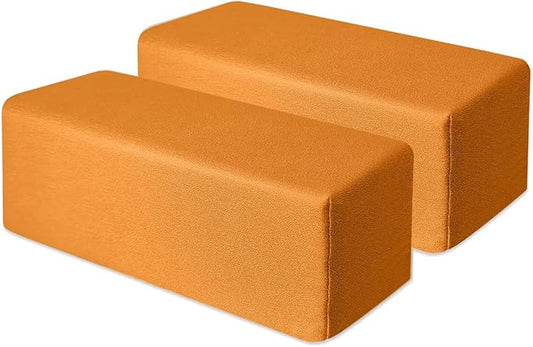 2 Pack Couch Arm Rest Pillow 8''x8''x20'' Faux Leatharie Armrest Cushion, High Density Foam Pillows, Removable & Washable Headboard Elbow Support for Armchair Sofa Bed, Orange