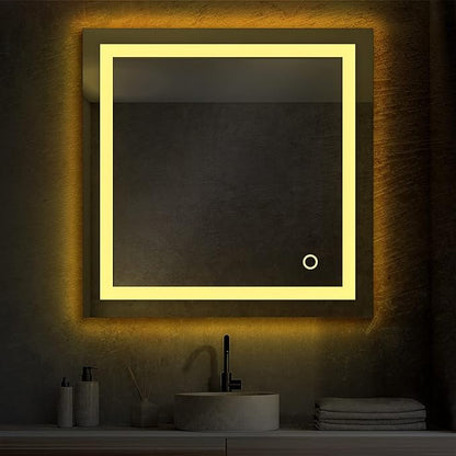 Blossom 30X30 LED Bathroom Mirror with Lights, Anti-Fog, Dimmable, Backlit & Front Lit, Lighted Bathroom Vanity Mirror for Wall, Memory Function, Waterproof, Tempered Glass, Smart Vanity Makeup Mirror