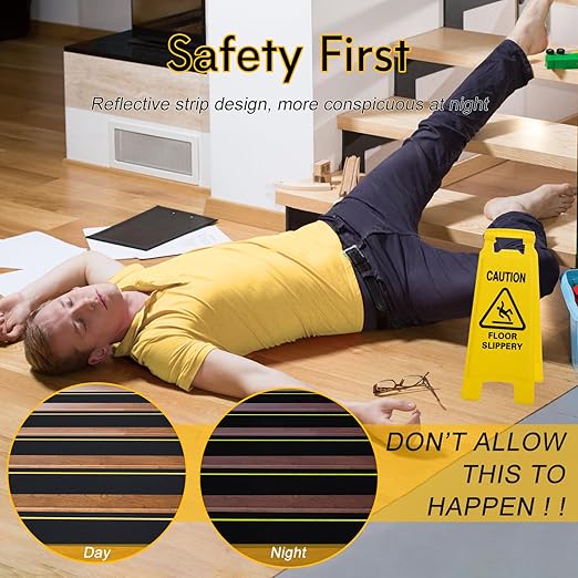 S&X Anti Slip Tape with Reflective Strip - 2 in x 60 FT Premium Grip Tape for Stairs Indoor & Outdoor Stair Tread Non-Slip High Visibility Strong Adhesive Traction Tape