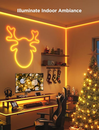 Govee RGBIC Neon Lights, LED Smart Neon Rope Light 2 Works with Matter, Alexa, Google Assistant, Custom DIY Neon Strip Lights for Bedroom and Holiday Decor, Softer Material, 32.8ft, White