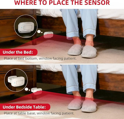CallToU Bed Alarms for Elderly/Dementia Patients who Wander, Portable Pager & Sensor with Vibration and Silent Alert Features, Fall Prevention Alert for Home Hospital Care, Room Monitor.