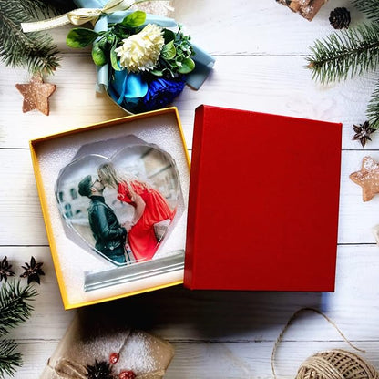 FANF&YKPY Personalized Crystal Custom Color Pictures - Heart-shaped Crystal Photo Frame, Birthdays, gift for her, Wedding Gifts, for Girlfriends, Husbands,Wife,Friends,Parents