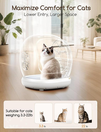 MeoWant Automatic Cat Litter Box, Large Opening Self Cleaning Litter Box with Safety Protection for Multiple Cats, App Control, Odor-Free, 75L Space, Yellow