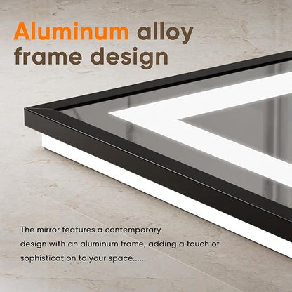 Antok 30X36 LED Bathroom Mirror with Lights, Vanity Mirror for Wall with Black Frame, Touch Control, Anti-Fog, Dimmable Lights, Shatter-Proof, Memory Function, Wall-Mounted Vanity Mirrors