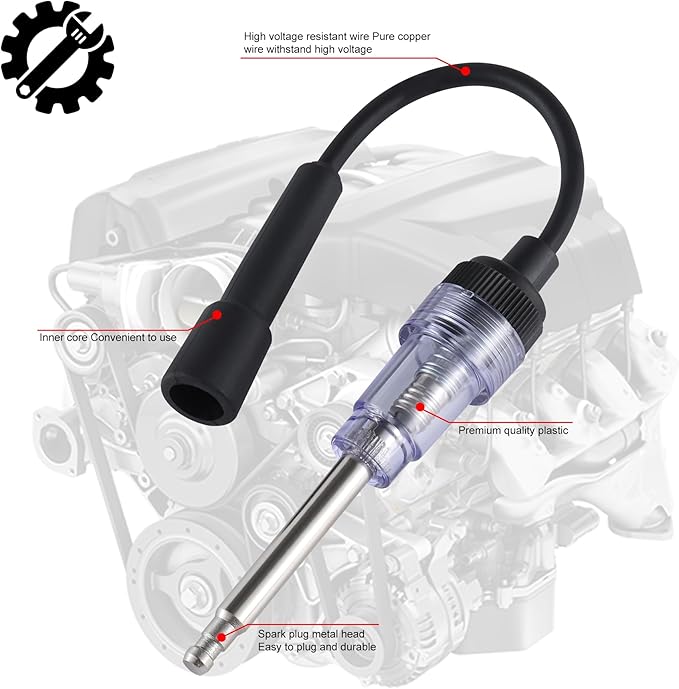 SINGARO Inline Spark Plug Tester, Plug-in Engine Ignition Tester, Car Exterior Accessories, Automobile, Lawn Mower,Engine Verification-Armature Diagnostic Test Tool