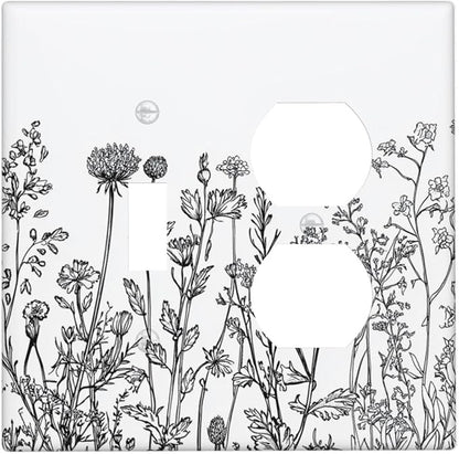 Wallplates Floral Wildflower Rustic Plant Leaves 1 Toggle 1 Duplex Switch Plate Electrical Gfci Faceplate Decorative Light Switch Covers For Farmhouse Cabin Decor