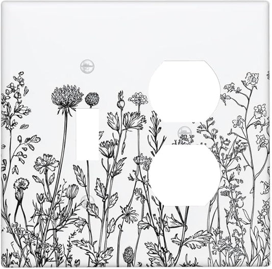 Wallplates Floral Wildflower Rustic Plant Leaves 1 Toggle 1 Duplex Switch Plate Electrical Gfci Faceplate Decorative Light Switch Covers For Farmhouse Cabin Decor