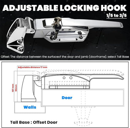 Walk in Cooler Door Handle, Walk in Cooler Door Closer Complete Latch Kit, Freezer Door Handle, Cooler Door Radial Latch, Offset -1/5 In-3/5 In(Offset) and 5.9" Solid Metal Interior Release Handle