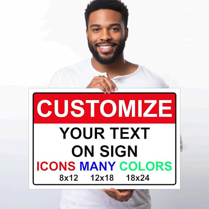 Custom Signs for Outside - Personalized Metal Signs for Outdoors, Home, Airbnb, Office, 12x18 Inch Custom Metal Sign Rust Free, UV Protected, Waterproof and Easy to Install - Made in USA