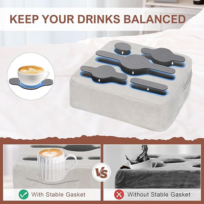 Couch Cup Holder Pillow - Sofa Cup Holder | Couch Caddy, Couch Drinks Remotes Holder for Cups, Headphones, Snacks, and Phones | Use it on Car, Pack, Beach, RV, and More(Silvergrey)