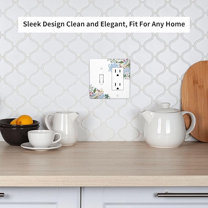 Decorative Outlet Covers Retro Morris Strawberry Rustic Plant Bird 2 Gang 1 Gang Wall Plate Cover Single Toggle Rocker Combo Light Switch Cover Plate Face Plate