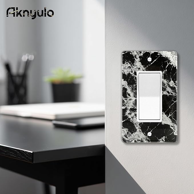 Black White Marble Pattern Acrylic Switch Plates And Outlet Covers Wall Plates Light Switch Cover Plate Acrylic Decorative Outlet Switch Cover Wall Plate Outlet Cover