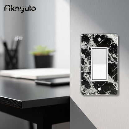 Black White Marble Pattern Acrylic Switch Plates And Outlet Covers Wall Plates Light Switch Cover Plate Acrylic Decorative Outlet Switch Cover Wall Plate Outlet Cover