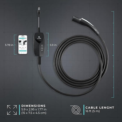 Lectron Level 1 Tesla Charger (WiFi) with App Control - 12 Amp, 120V, NEMA 5-15 Plug, 16ft Extension Cable NACS Connector, Portable Home Electric Car EV Charger for All Tesla/NACS EVs
