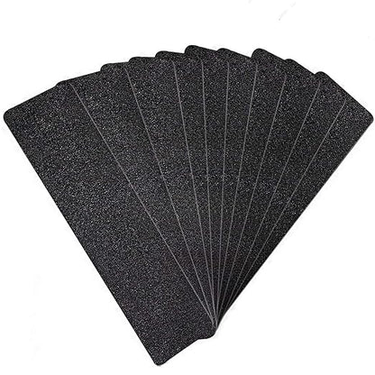 6 x 24 Inch Black 80 Grit Slip Resistant Safety Treads - Premium 10 Pre-Cut Outdoor Safety Tape - Rounded Corners