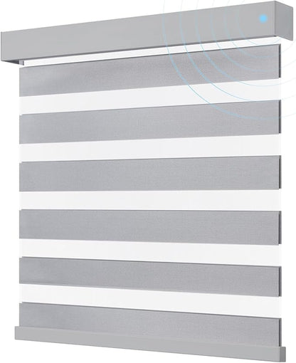 Smart Zebra Blinds for Windows, Alexa Motorized Blinds with Remote Control, Automatic Electric Power Zebra Shades for Indoor Windows (42" W x 72" H,Gray)