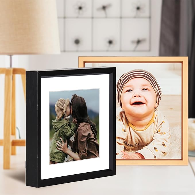 4x4 Picture Frame, Black Metal Photo Frames with HD Glass, Fits 3x3 with Mat or 4 x 4 without Mat, Display for Wall and Table, 3 Pack