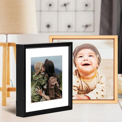 10x10 Picture Frame, Black Metal Square Photo Frames with HD Glass, Fits 6x6 with Mat or 10 x 10 without Mat, Display for Wall and Table, 1 Pack