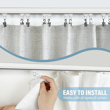 Curtain Track Ceiling Mount heavy duty sliding Curtains Tracks rails Rod System Room Divider with clips 9-12ft White