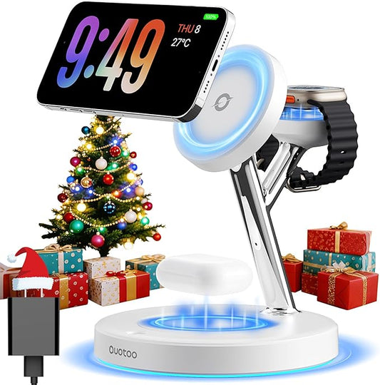 2025 3 in 1 Charging Station for Apple Compatible with Magsafe Charger Stand for iPhone 17 16 15 14 13 12 Wireless Charging Station for AirPods Wireless Charger for iWatch Series