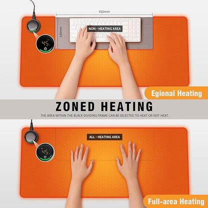 Heated Desk Pad Mouse Pad - 3-Level Temperature Control, 6-Level Timer (4-9 Hours), PVC Material, Desk Mat for Keyboard and Mouse,31.5" x 13"