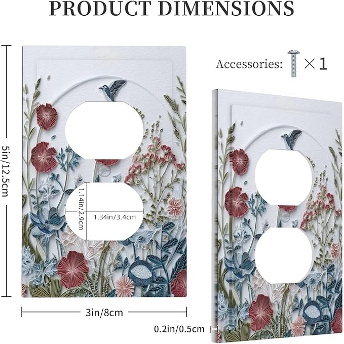 Wildflowers Flowers Floral Plants Duplex Outlet Wall Plate Cover Decorative Light Switch Covers Electrical Faceplate Switch Plates for Bathroom Kitchen Home