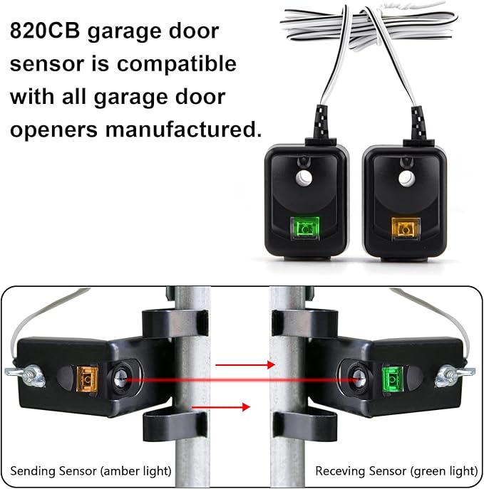 820CB Garage Door Sensor, Safety Sensor Kit Compatible with Chamberlain Liftmaster Sears Craftsman Garage Door Opener Made After 1997. Replacement 41A5034 G801CB-P 801CB 041-0136