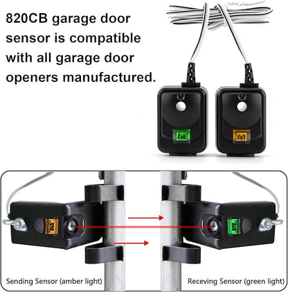 820CB Garage Door Sensor, Safety Sensor Brackets Kit Compatible with Chamberlain Liftmaster Sears Craftsman Garage Door Opener Made After 1997. Replacement 41A5034 G801CB-P 801CB 041-0136