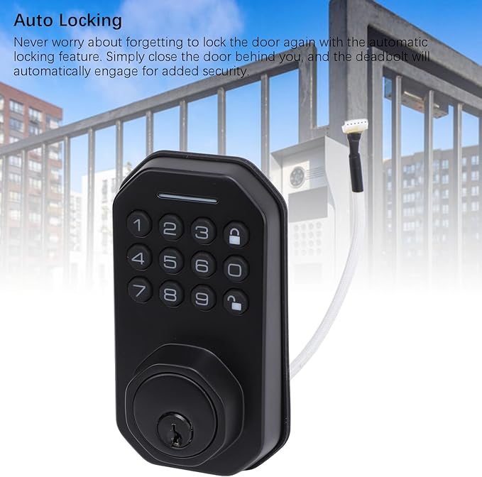 Smart Deadbolt Door Lock with Digital Electronic Keypad, Alloy Construction, 2 Keys - Auto Locking, Virtual Password Security, Suitable for Home Apartment Villa