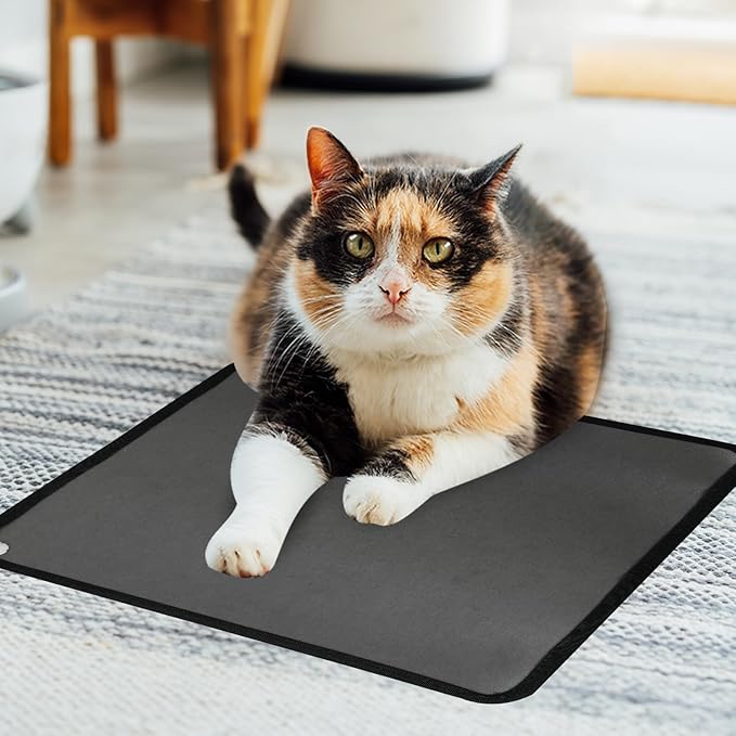 PVC 110V Heated Floor Mat Heater for Foot Warmer Under Desk 22 x 20 Inch Electric Heating Pad Energy Saving Carpet Pad Indoor Floor Heated Rug for Home Office Bathroom House Black