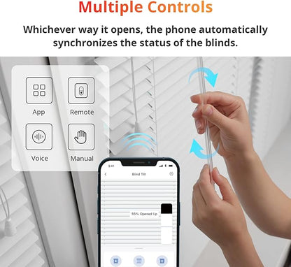 SwitchBot Blind Tilt Motorized Blinds - Smart Electric Blinds with Bluetooth Remote Control, Solar Powered, Light Sensing Control, Add Hub Mini to Make it Compatible with Alexa & Google Home