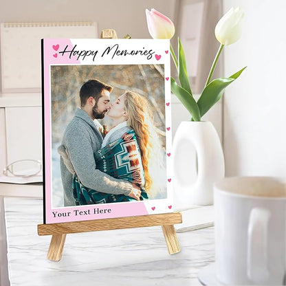 Custom Photo Frame with Stand, Personalized Picture Display, MDF and Wood Construction, Desktop Decor, Multiple Designs, Customizable Gift for Family and Friends