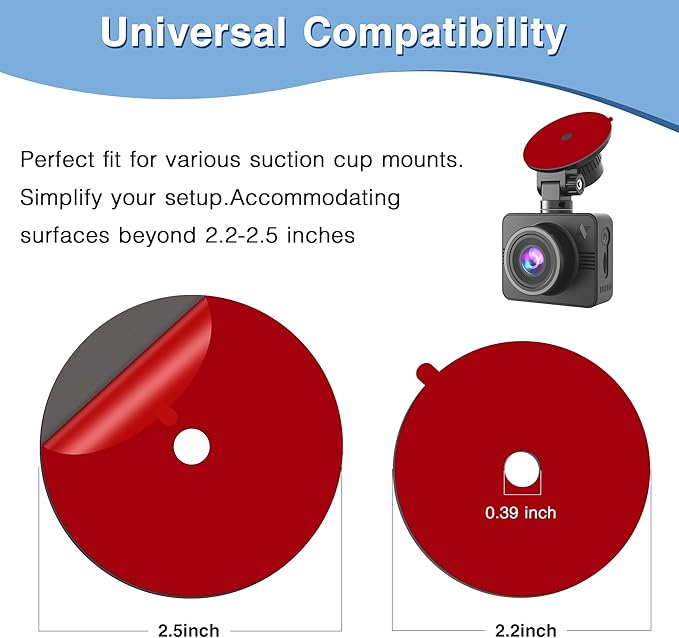 Sticky Adhesive Pad for Radar Detector Mount,Round Clear Double-Sided Tapes(2.2 inches and 2.6 inches) with Center Hole Design,for Radar Detector Mount,Dash Cam Suction Cup,GPS Sucker Holder etc