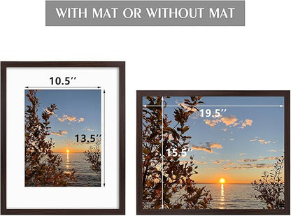 Golden State Art, 16x20 Picture Frames with Mat for 11x14 or 16x20 Picture Collage Gallery Wall Frame with Real Glass, Brown, 2 Pack