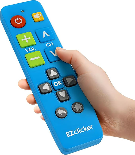 Plus Big Button Universal TV Remote (Blue) Simple Easy to Use, Works with Major TV Brands (2xAAA Batteries Not Included)