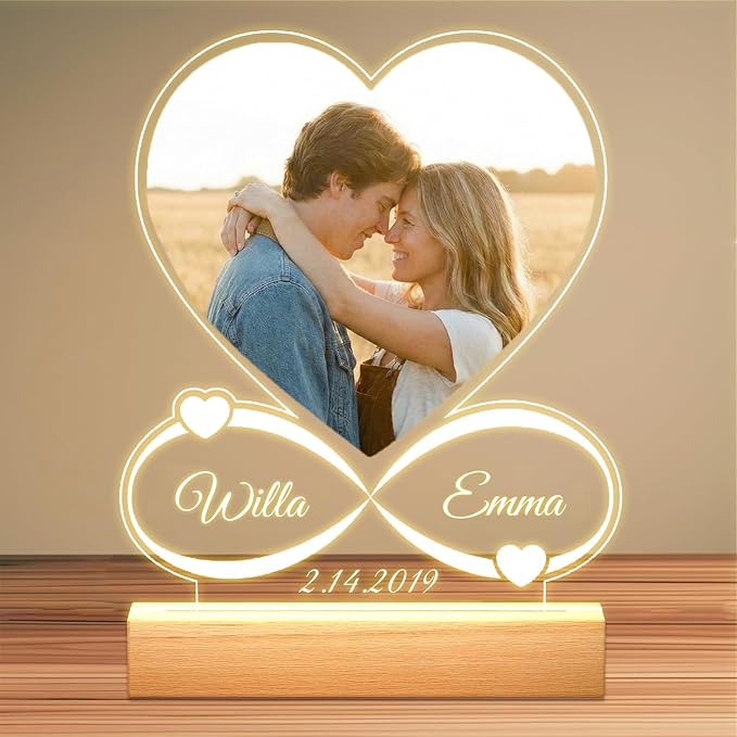Custom Picture Frames - Customizable Decorative Sign with Photo & Song Option - Ideal Gift for Couples, Mothers Day, Boyfriend & Girlfriend (Anniversary)