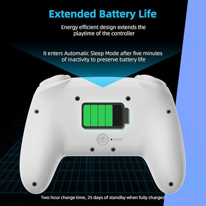 NexiGo Wireless Controller (No Deadzone) for Switch 2 and Switch, Extra Controllers for Nintendo Switch Controllers, Bluetooth Switch Controller, Turbo and LED Light (White & Blue)