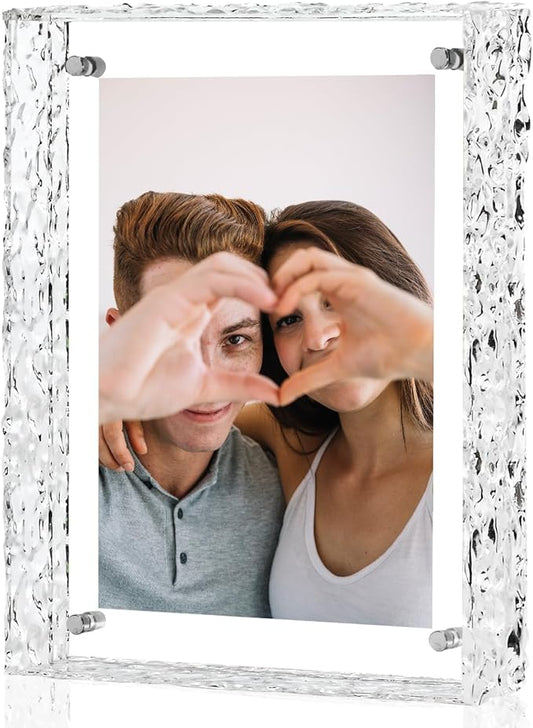 5x7 Picture Frames, Refined Crystal-Clear Acrylic Photo Frame, Wall & Tabletop Display Frames, Modern Floating Style for Home Office Decoration, Transparent (1 Pack)