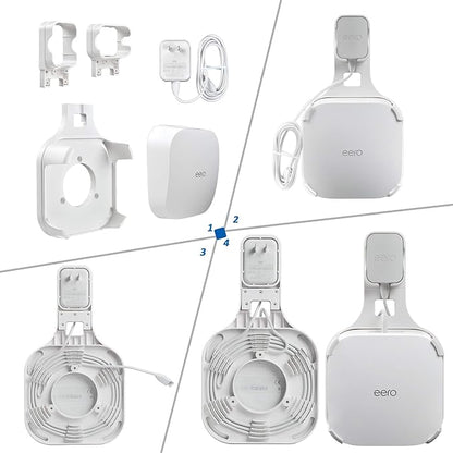 Wall Mount Holder for EERO Pro 6 Mesh WiFi System, Space Saving Outlet Wall Mount Bracket for EERO Pro 6 Router with Cord Management and Easily Moved(2 Pack)