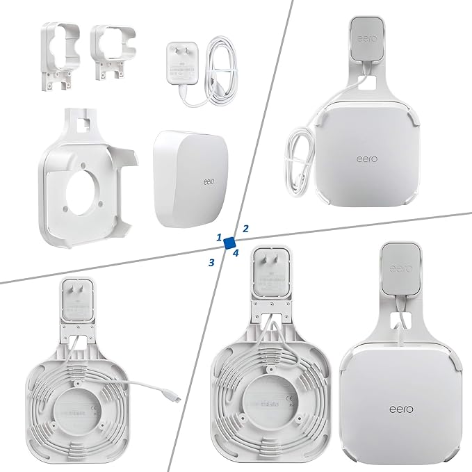 Wall Mount Holder for EERO Pro 6 Mesh WiFi System, Space Saving Outlet Wall Mount Bracket for EERO Pro 6 Router with Cord Management and Easily Moved(3 Pack)