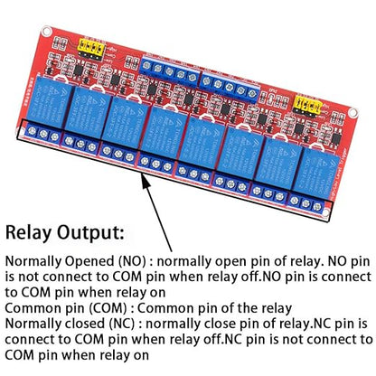 Relay Module with Optocoupler High/Low Level Trigger for Arduino (12, 12V Relay 8 Channel)