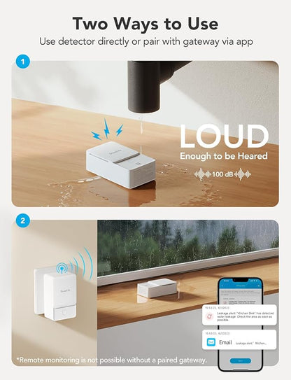 GoveeLife Water Leak Detectors 5 Pack, 100dB Adjustable Audio Alarm and Leak and Drip Alerts, Detector for Home, Bedrooms, Basement, Warehouse, Cabin/RV