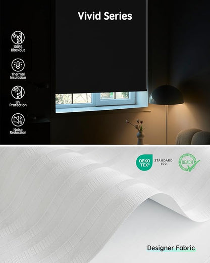 Yoolax Motorized Blinds with Remote, Smart Blinds for Windows Blackout Automatic Shades Compatible with Alexa Remote Control Roller Window Shades with Valance, Custom Size (V-Jungle White)